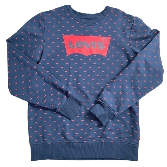 Levi’s Youth Unisex Blue Crewneck Long Sleeves Sweatshirt with Red Logo in XL - Picture 3 of 16